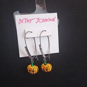 Betsey Johnson Gold Pumpkin Dangle Earrings